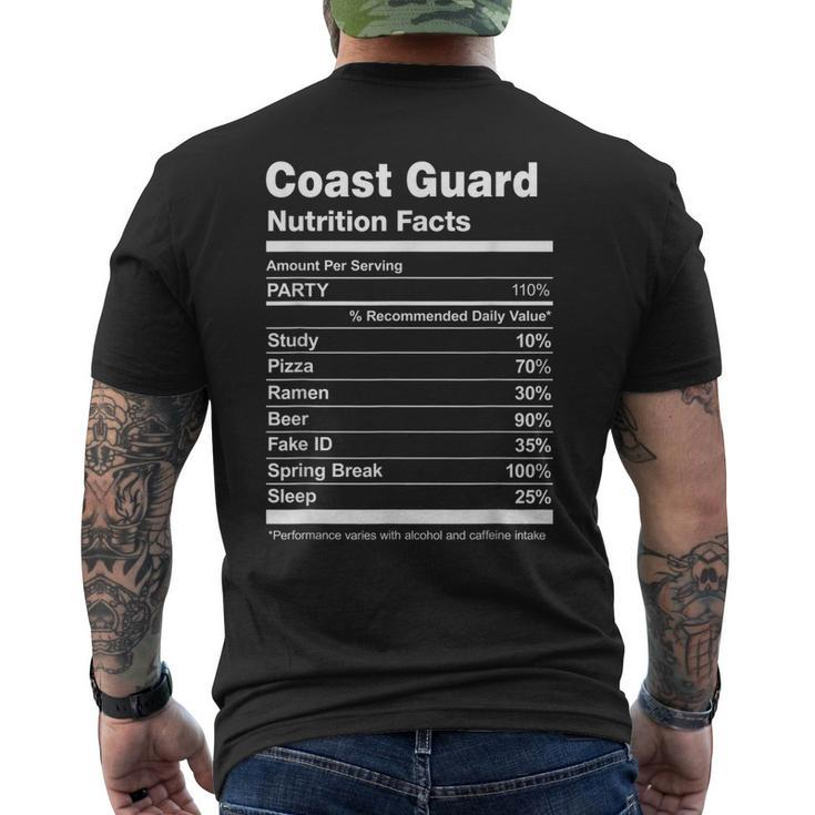 Coast Guard Nutrition Facts College University Men's T-shirt Back Print
