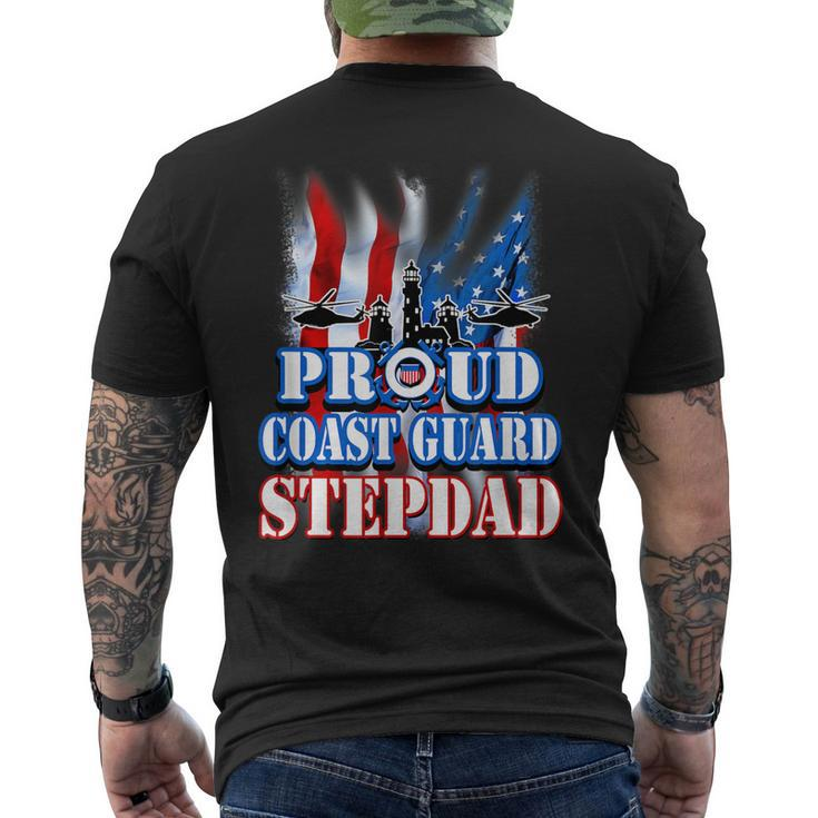 Coast Guard Stepdad Usa Flag Military Fathers Day Men's T-shirt Back Print