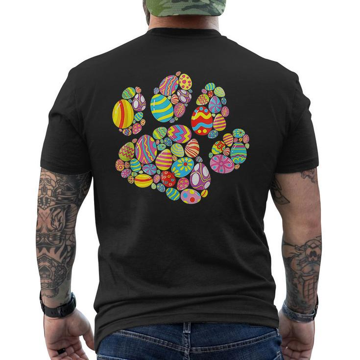 Colorful Egg Paw Print Dog Cat Lovers Easter Day Men's T-shirt Back Print