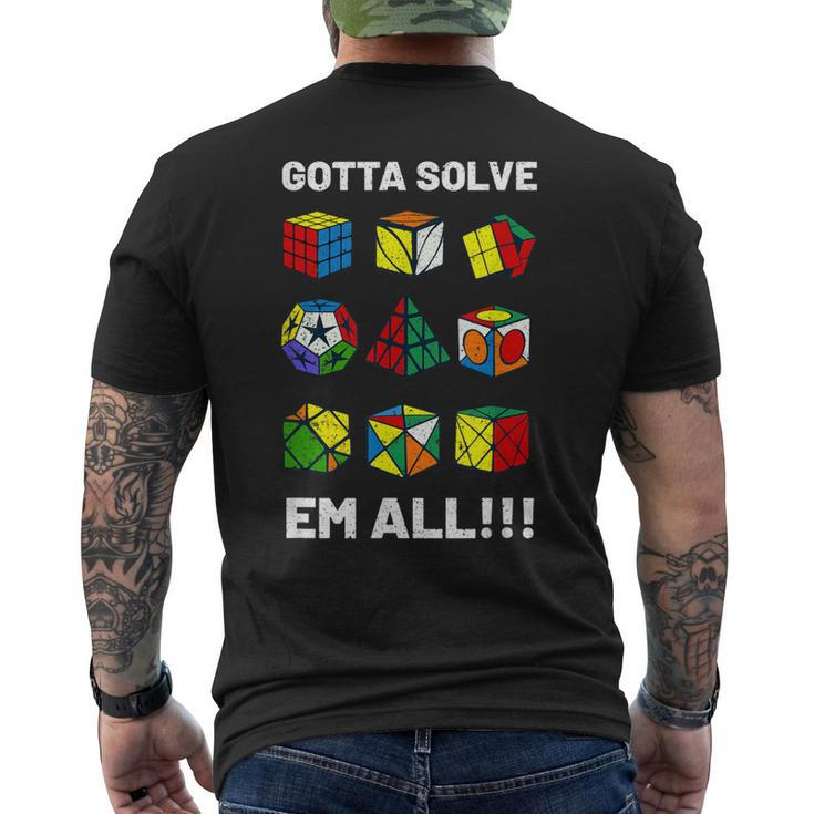 Competitive Puzzle Cube Gotta Solve Em All Speed Cubing Men's Back Print T-shirt