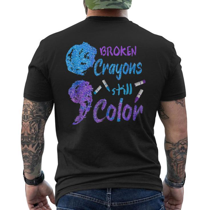 Cool Broken Crayons Still Color Suicide Prevention Awareness Men's Back Print T-shirt