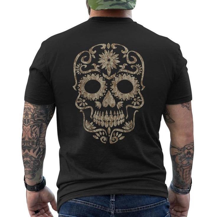 Cool Desert Camo Dia De Los Muertos Sugar Skull Camouflage Men's T-shirt Back Print
