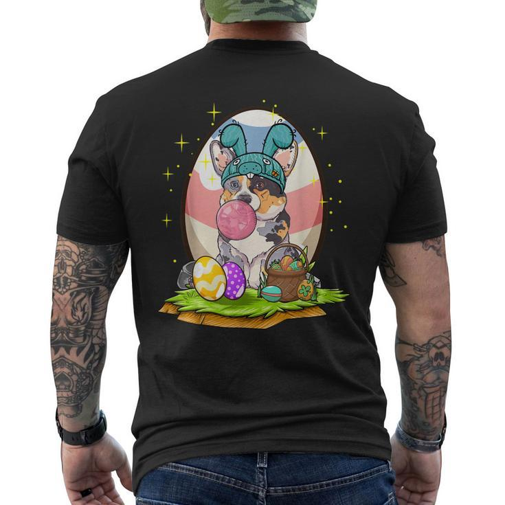 Corgi Dog Bubblegum Colorful Eggs Basket Hunting Easter Day Men's Back Print T-shirt