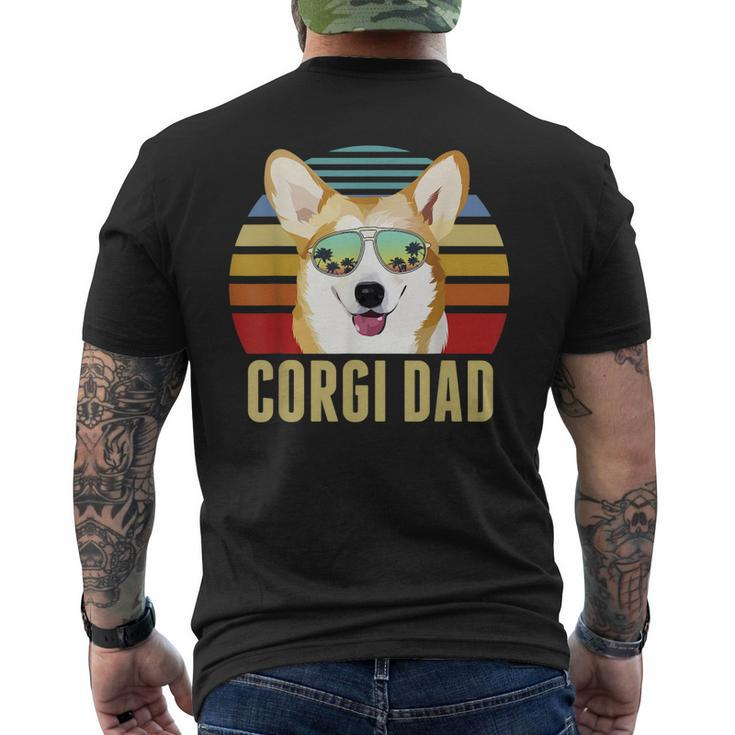 Corgi Dog Dad Vintage Retro Sunset Beach Vibe Fathers Day Men's T-shirt Back Print