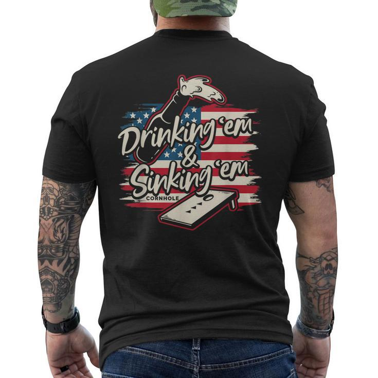 Cornhole For Men Drinking Em Sinking Em 4Th Of July Men's Back Print T-shirt
