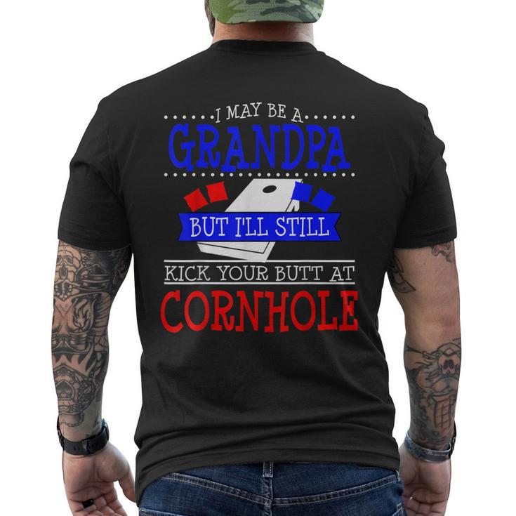 Cornhole Grandpa Kick Butt Bean Bag Toss Men's Back Print T-shirt