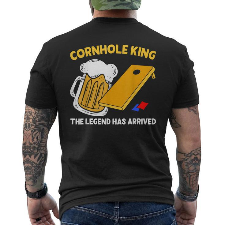 Cornhole King The Legend Has Arrived Drinking Beer Bean Bag Mens Back Print T-shirt