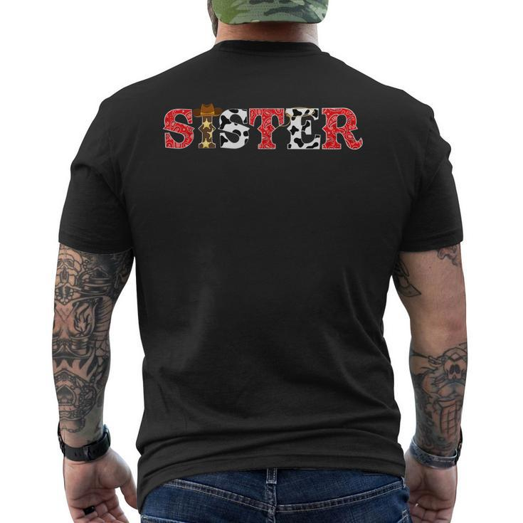 Cowboy Sister Western Rodeo Theme Kids Bday Party Matching Men's Back Print T-shirt