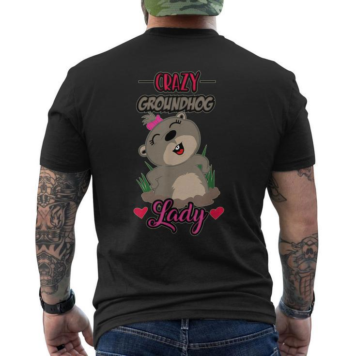 Crazy Groundhog Lady Ground Hog Day Folklore Men's Back Print T-shirt