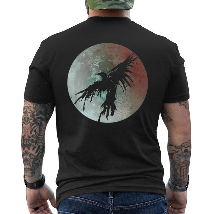 Crow Raven Distressed Flying Bird Full Moon Raven Crow Men's Back Print T-shirt