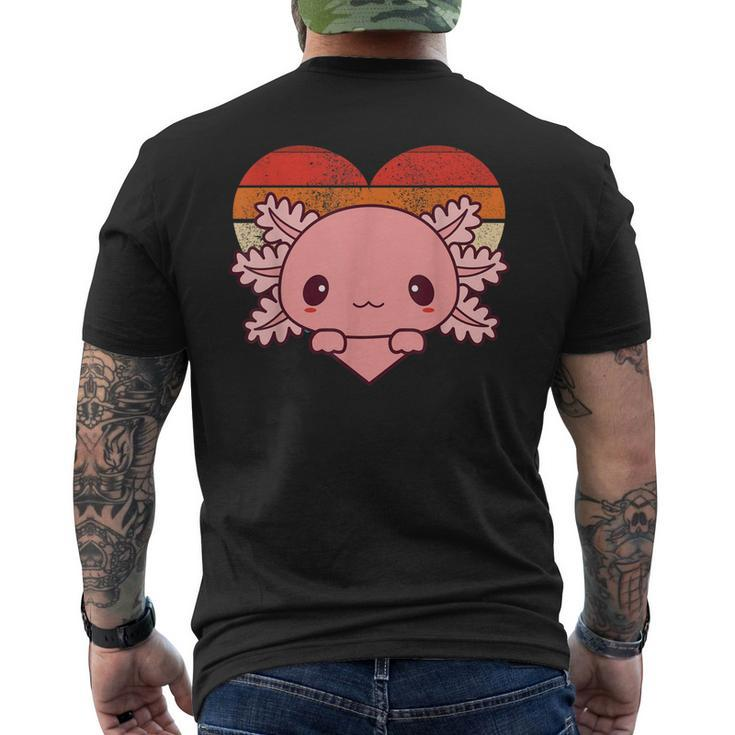Cute Axolotl Retro Heart Shape Vintage Men's Back Print T-shirt