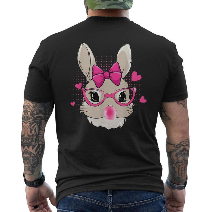 Cute Bunny Face Tie Bandana Heart Glasses Bubblegum Easter Men's Back Print T-shirt