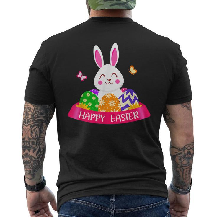 Cute Bunny Spring Hunt Eggs Rabbit Happy Easter Day Outfit Men's Back Print T-shirt