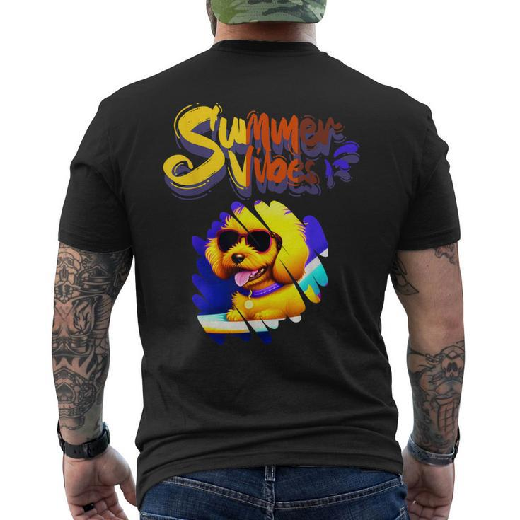 Cute Golden Retriever Summer Vibes Dog Wearing Glasses Men's Back Print T-shirt