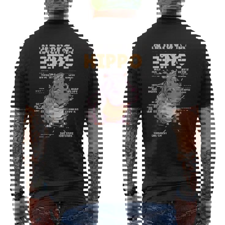 Cute Hippo Explanation Anatomy Of A Hippo Men's Back Print T-shirt