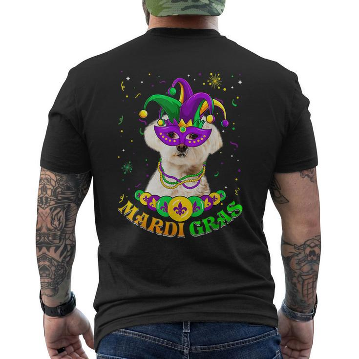 Cute Mardi Gras Maltese Dog Dad Dog Mom Mask Beads Mens Back Print T-shirt