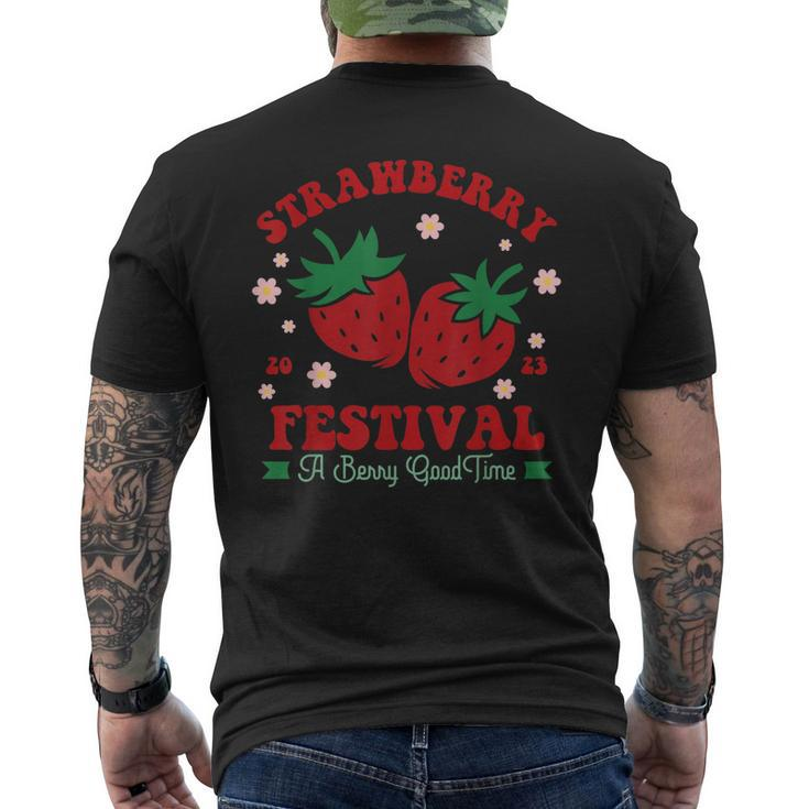 Cute Strawberry Festival Fruit Lovers Retro Vintage Men's Back Print T-shirt