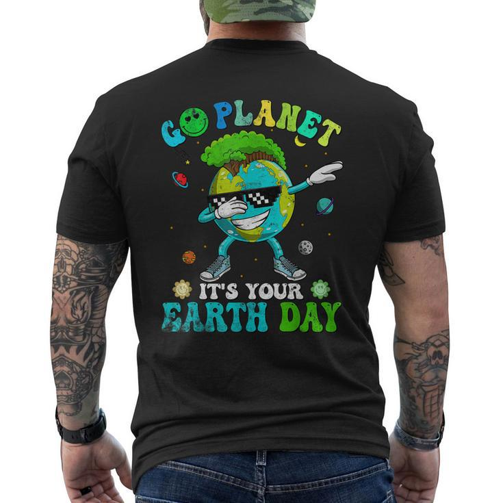 Dabbing Earth Day 2023 Groovy Go Planet Its Your Earth Day Men's Back Print T-shirt