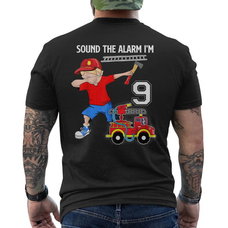 Dabbing Fire Fighter Truck 9 Years Old Birthday T Men's T-shirt Back Print