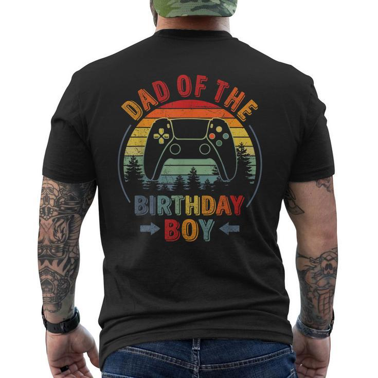 Dad Of The Birthday Boy Vintage Matching Gamer Birthday Men's T-shirt Back Print
