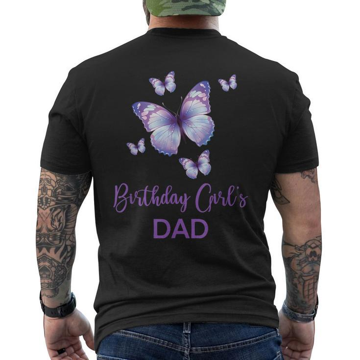Dad Of The Birthday Girl Butterfly Family 1St Birthday Men's Back Print T-shirt
