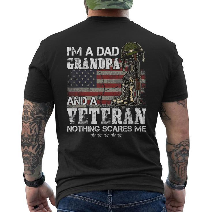 Mens Im A Dad Grandpa And A Veteran Nothing Scares Me Men's T-shirt Back Print