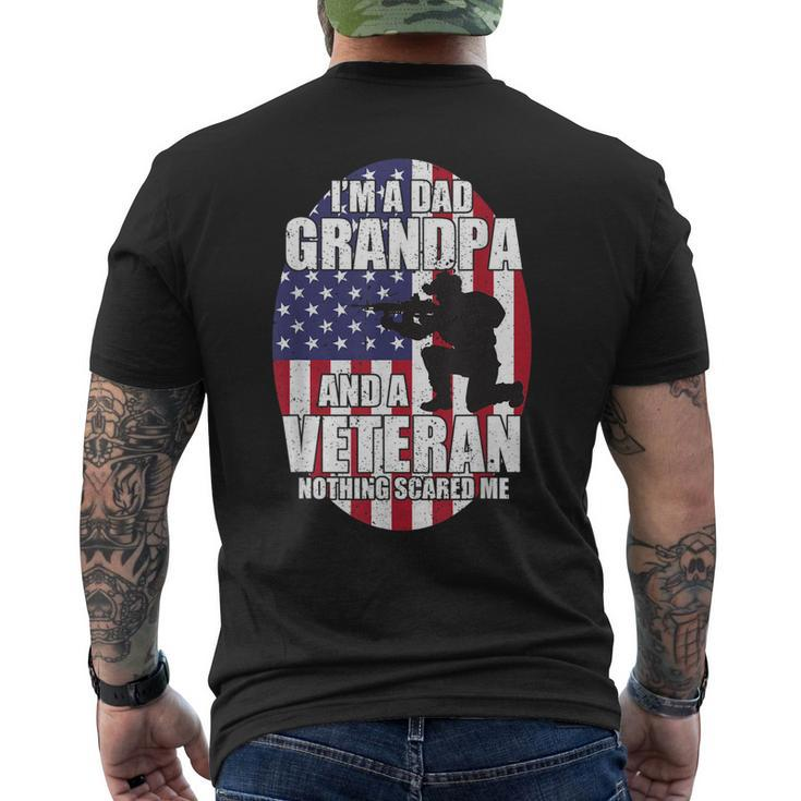 Mens I Am A Dad Grandpa And A Veteran Nothing Scares Me Usa V2 Men's T-shirt Back Print