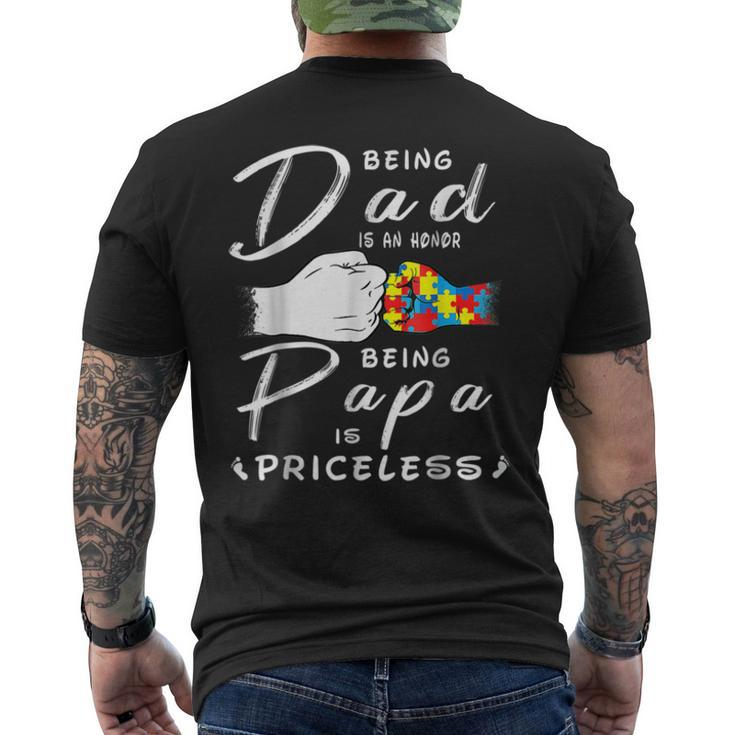Being A Dad Is An Honor Being Papa Is Priceless Fathers Day Men's Back Print T-shirt