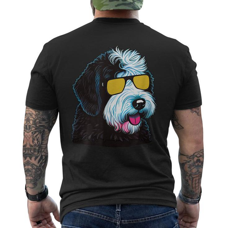 Dad Mom Cool Dog Sunglasses Sheepadoodle Mens Back Print T-shirt