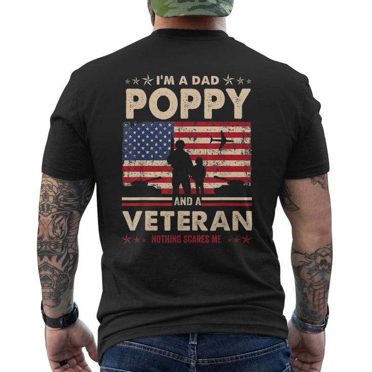 I Am A Dad Poppy Veteran Nothing Scares Me Papa Fathers Day Men's T-shirt Back Print