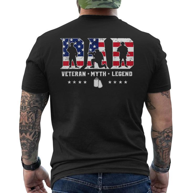 Dad Veteran The Myth The Legend Veterans Day Flag Men's T-shirt Back Print