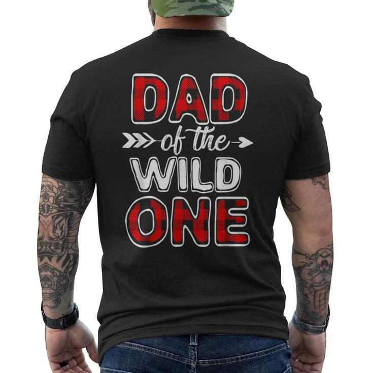Mens Dad Of The Wild One Buffalo Plaid Fathers Day Men's T-shirt Back Print