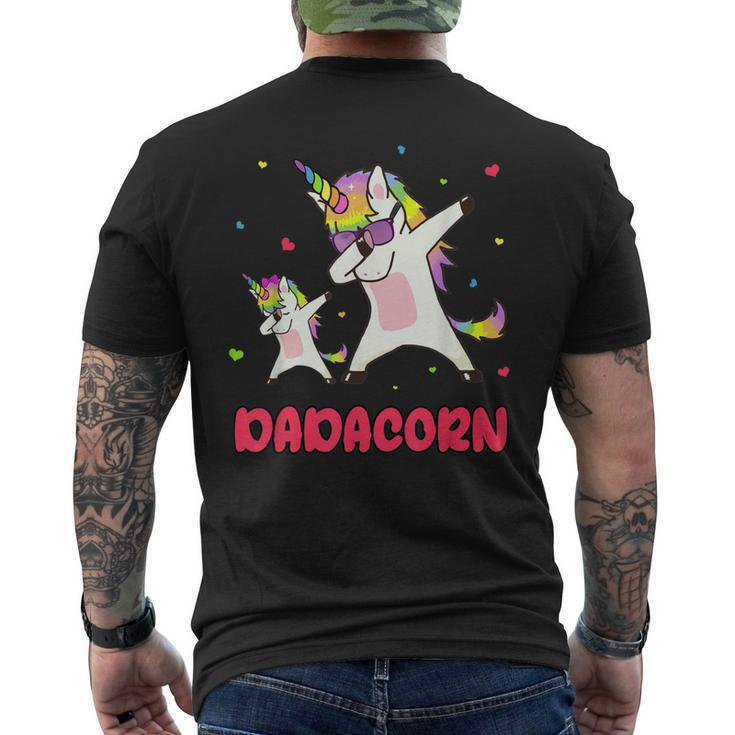 Dadacorn Dabbing Unicorn Dad Unicorn Girl Daddy Birthday Men's Back Print T-shirt