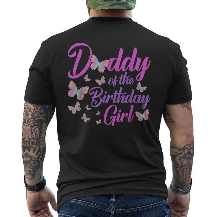 Daddy Of The Birthday Girl Butterfly Dad Father 1St Men's Back Print T-shirt