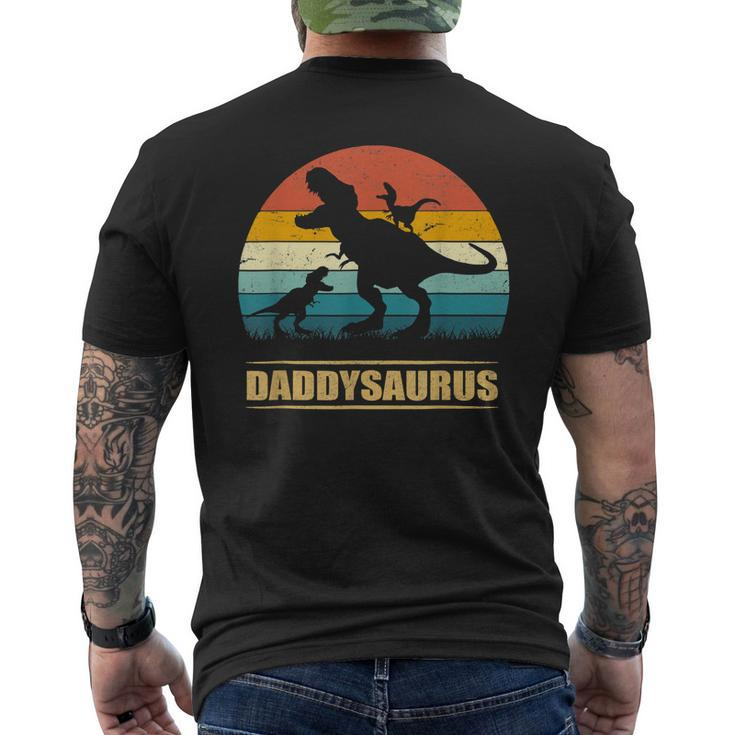 Daddy Dinosaur Daddysaurus 2 Kids Fathers Day Gift For Dad Mens Back Print T-shirt