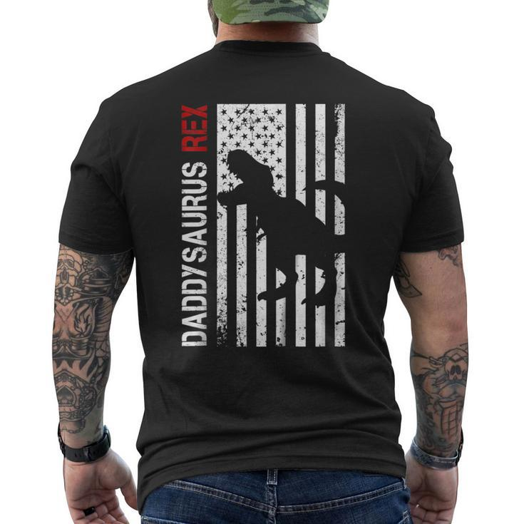 Daddysaurus Rex Flag Tshirt Fathers Day Idea Men's Back Print T-shirt