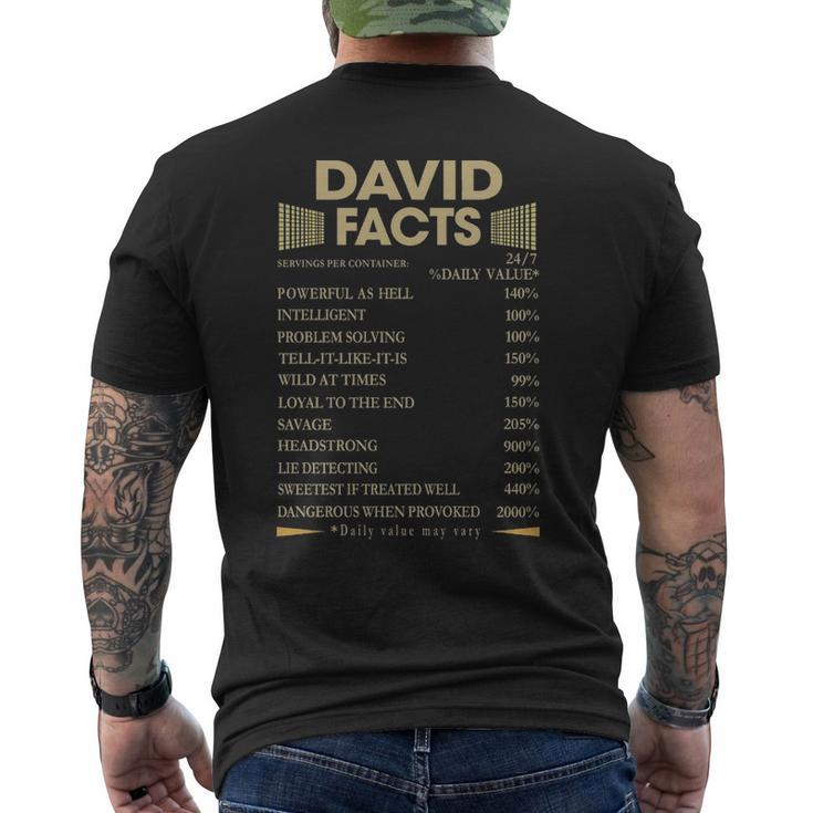 David Name Gift David Facts Mens Back Print T-shirt