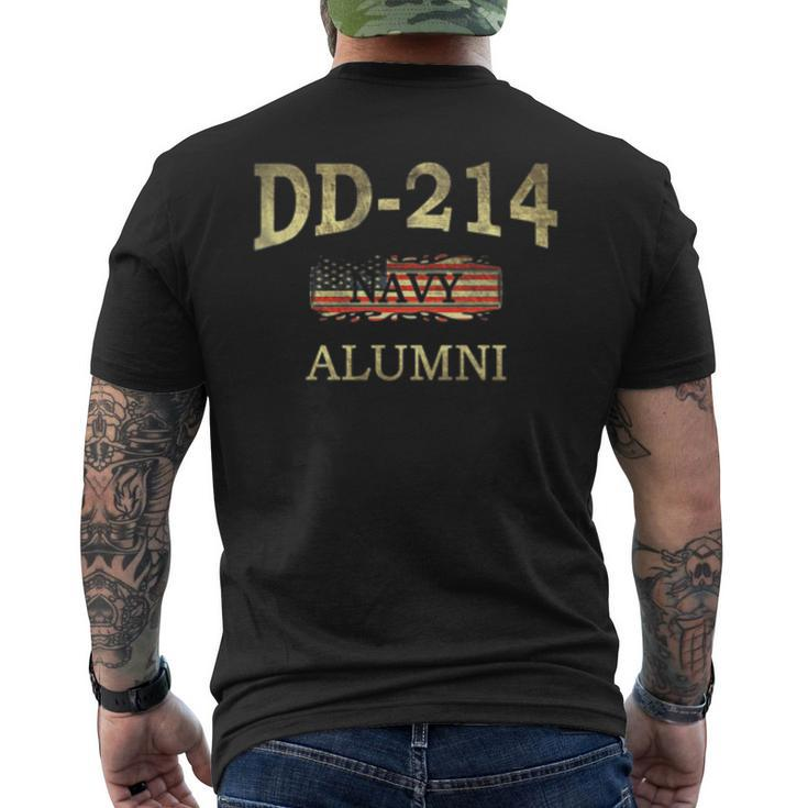 Dd214 Navy Alumni American Flag Military Retired Veteran Mens Back Print T-shirt