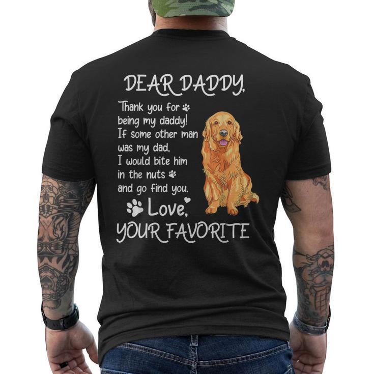 Dear Daddy Golden Retriever Dog Dad Fathers Day Men's Back Print T-shirt