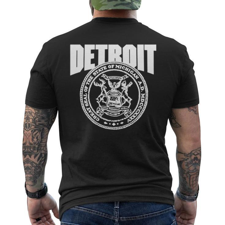 Detroit Great Seal Of The State Of Michgan Men's Back Print T-shirt