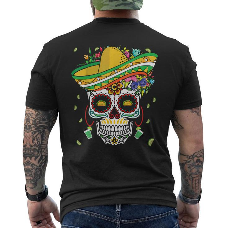 Dia De Los Muertos Colorful Bone Taco Happy Cinco De Mayo Men's Back Print T-shirt