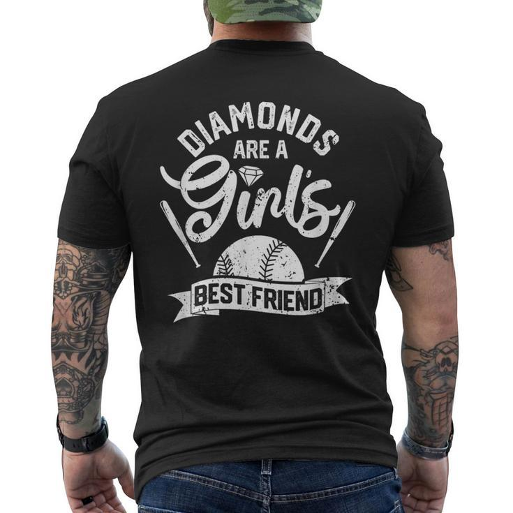 Diamonds Are A Girls Best Friend Softball Baseball Girl Love Men's Back Print T-shirt