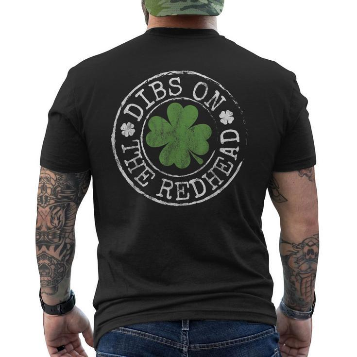 Dibs On The Redhead Clovers Stamp St Patricks Day Men's Back Print T-shirt