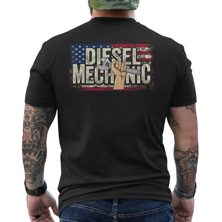 Diesel Mechanic American Flag  Truck Mechanic Gift Mens Back Print T-shirt