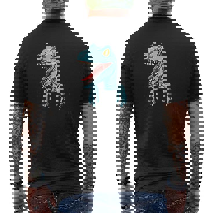 Dinosaur Pocket Velociraptor Peeking Out Pocket Dinosaur Men's Back Print T-shirt