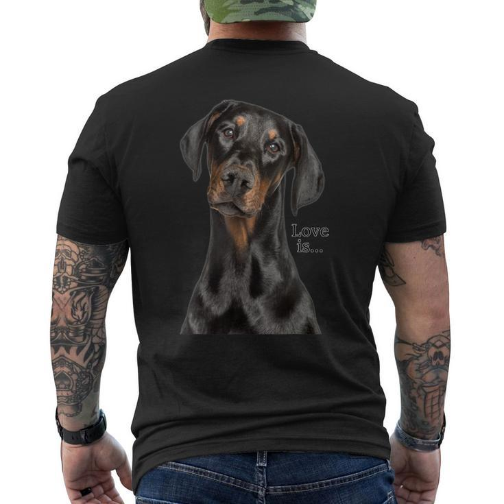 Doberman Tee Doberman Pinscher Dog Mom Dad Love Pet Puppy Men's Crewneck Short Sleeve Back Print T-shirt