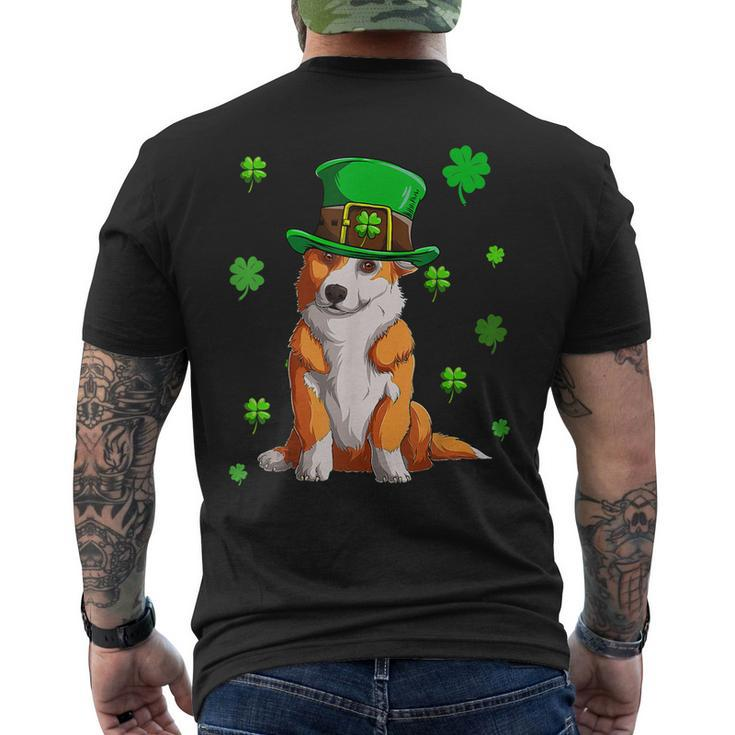 Dog Lovers Cute Corgi St Patricks Day Shamrock Lucky Men's T-shirt Back Print