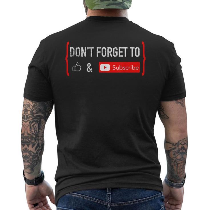 Dont Forget To Like And Subscribe Video Content Creator Men's Back Print T-shirt