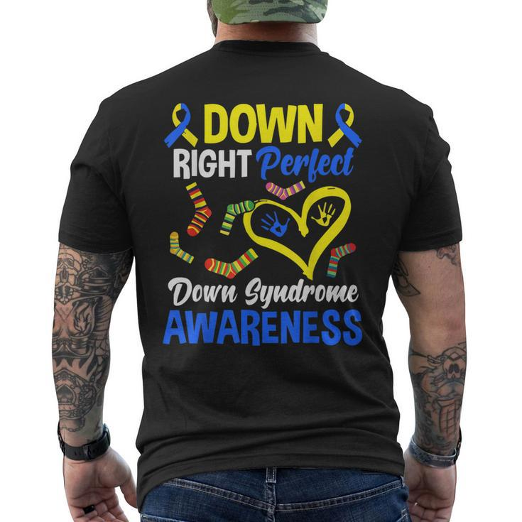 Down Right Perfect T21 World Down Syndrome Day Awareness Men's Back Print T-shirt