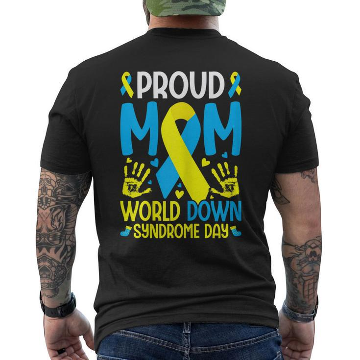 Womens Down Syndrome Mom Ribbon World Down Syndrome Awareness Day Men's Back Print T-shirt